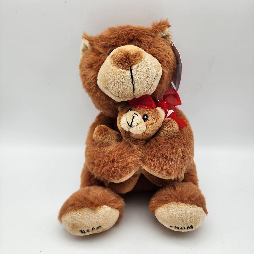 Bear Hugs From Canada Mama Bear w/Cub Plush 9" Brown Fur Souvenir Stuffed Toy